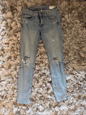 rag & bone ankle skinny light blue distressed jeans